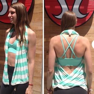 Lululemon Vinyasa Wrap Scarf Turquoise White Stripe